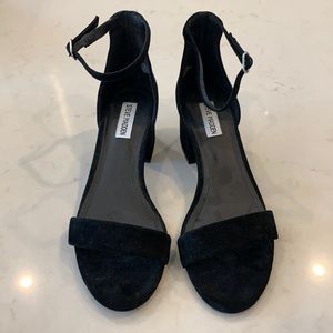 Steve Madden Black Suede Block Sandal 8.5